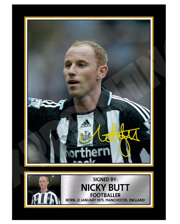 NICKY BUTT 2 Football Player Printed Signature Print