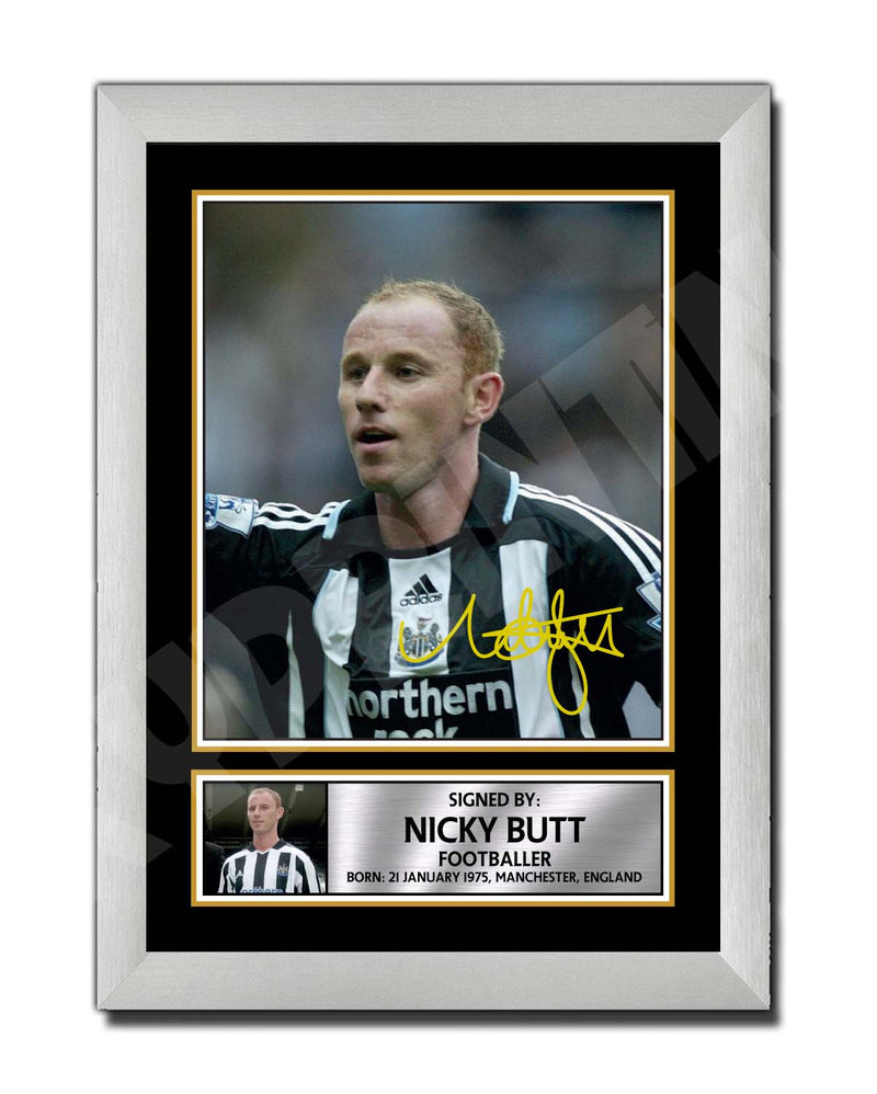 NICKY BUTT 2 Limited Edition Football Player Signed Print - Football