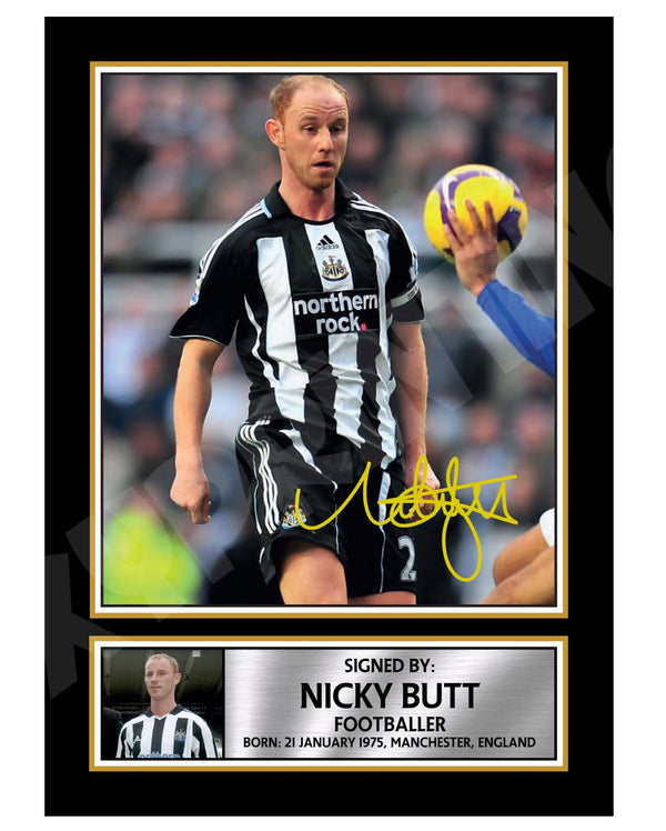 NICKY BUTT (1) Football Player Printed Signature Print