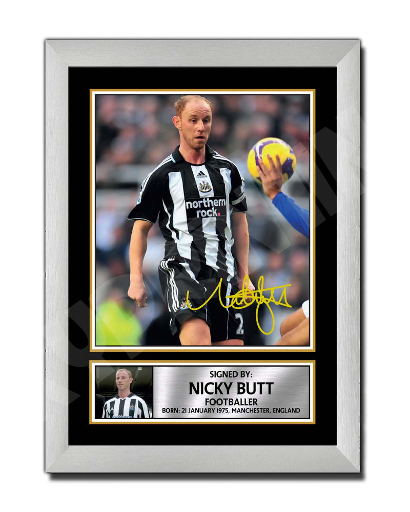 NICKY BUTT (1) Limited Edition Football Player Signed Print - Football