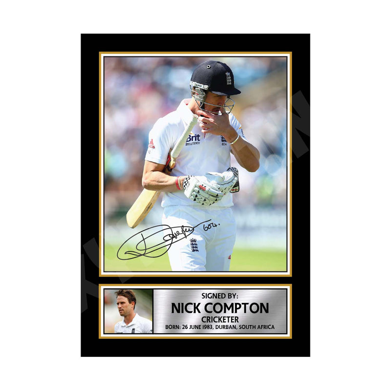 NICK COMPTON Limited Edition Cricketer Signed Print - Cricket Player