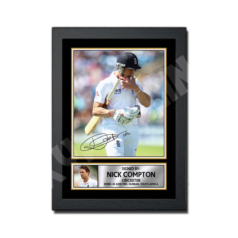 NICK COMPTON Limited Edition Cricketer Signed Print - Cricket Player