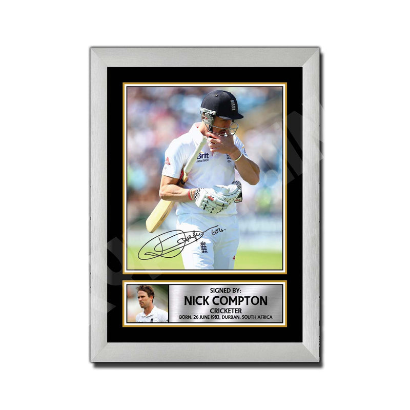 NICK COMPTON Limited Edition Cricketer Signed Print - Cricket Player