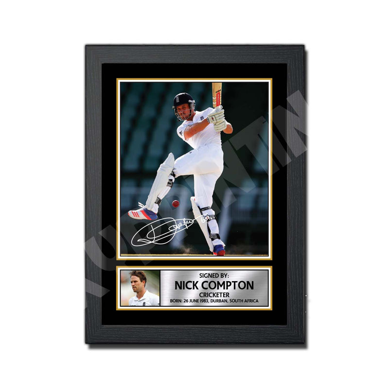 NICK COMPTON 2 Limited Edition Cricketer Signed Print - Cricket Player