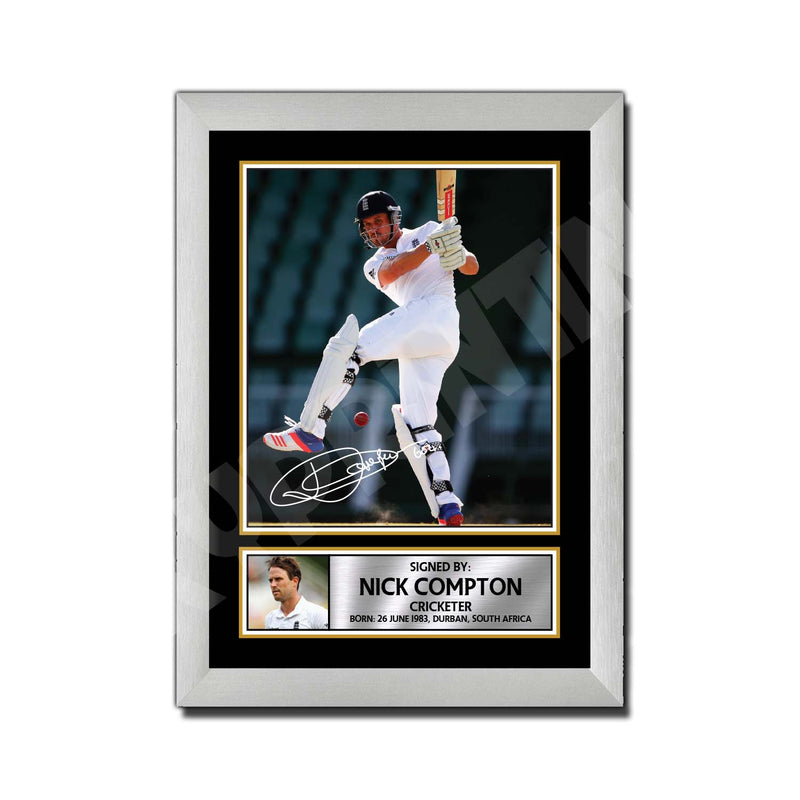 NICK COMPTON 2 Limited Edition Cricketer Signed Print - Cricket Player