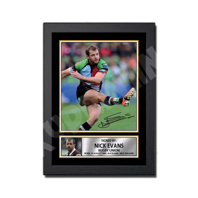 NICK EVANS 1 Limited Edition Rugby Player Signed Print - Rugby