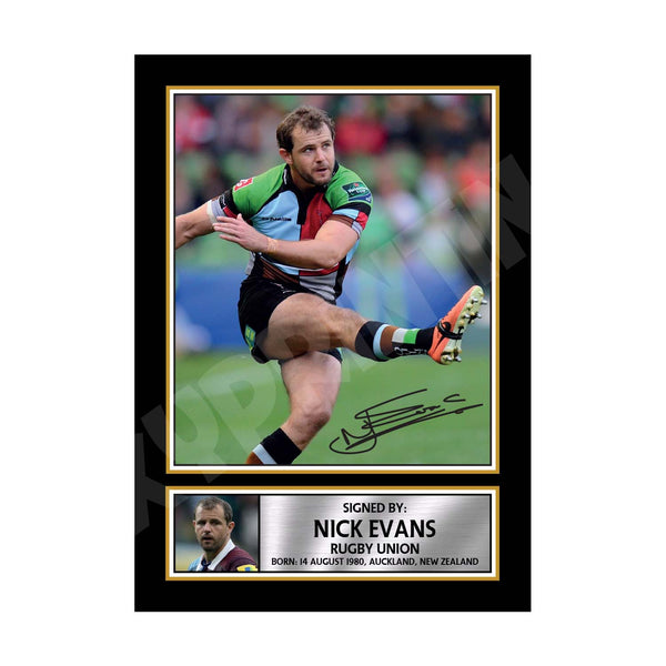 NICK EVANS 1 Rugby Player Printed Signature Print
