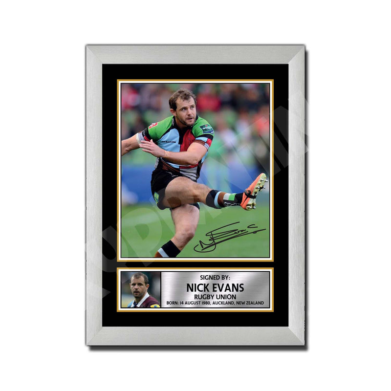 NICK EVANS 1 Limited Edition Rugby Player Signed Print - Rugby