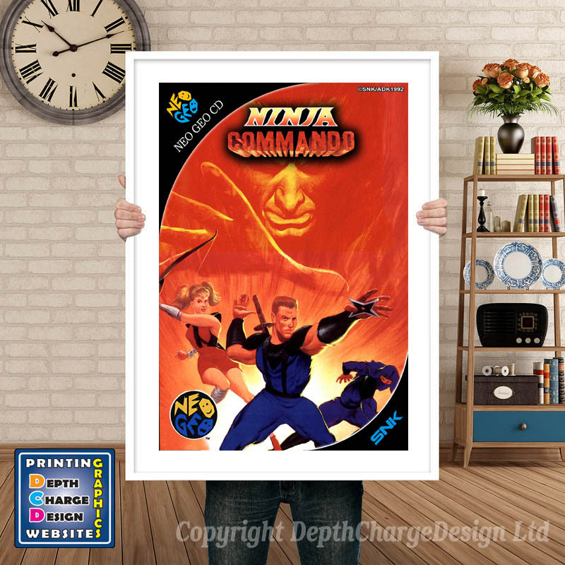 NINJA COMMANDO NEO GEO GAME INSPIRED THEME Retro Gaming Poster A4 A3 A2 Or A1