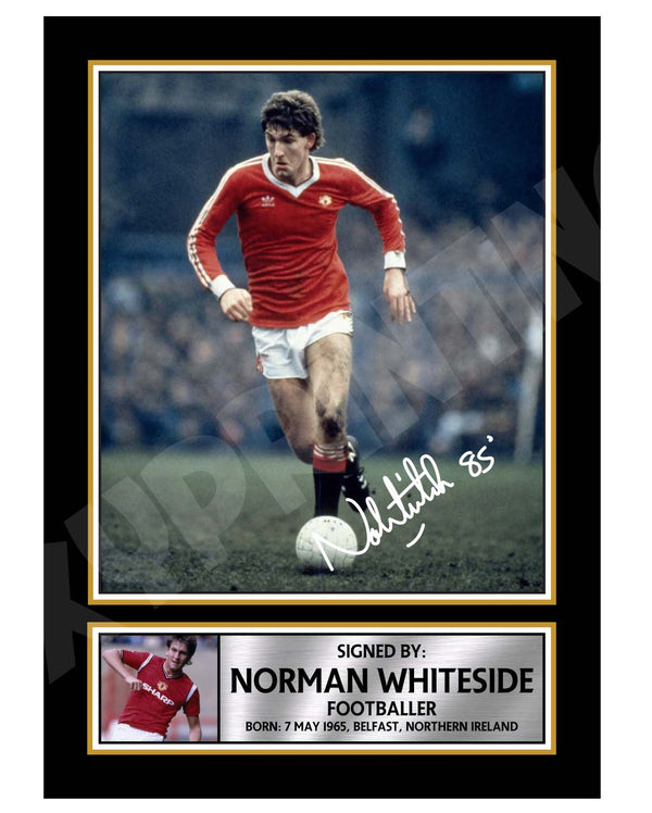 NORMAN WHITESIDE 2 Football Player Printed Signature Print