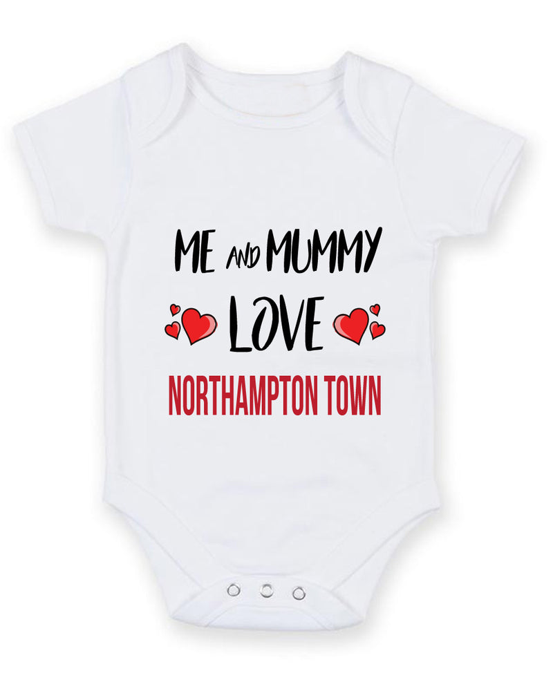 Me and Mummy love NORTHAMPTON TOWN Personalised FOOTBALL TEAM Baby Grow