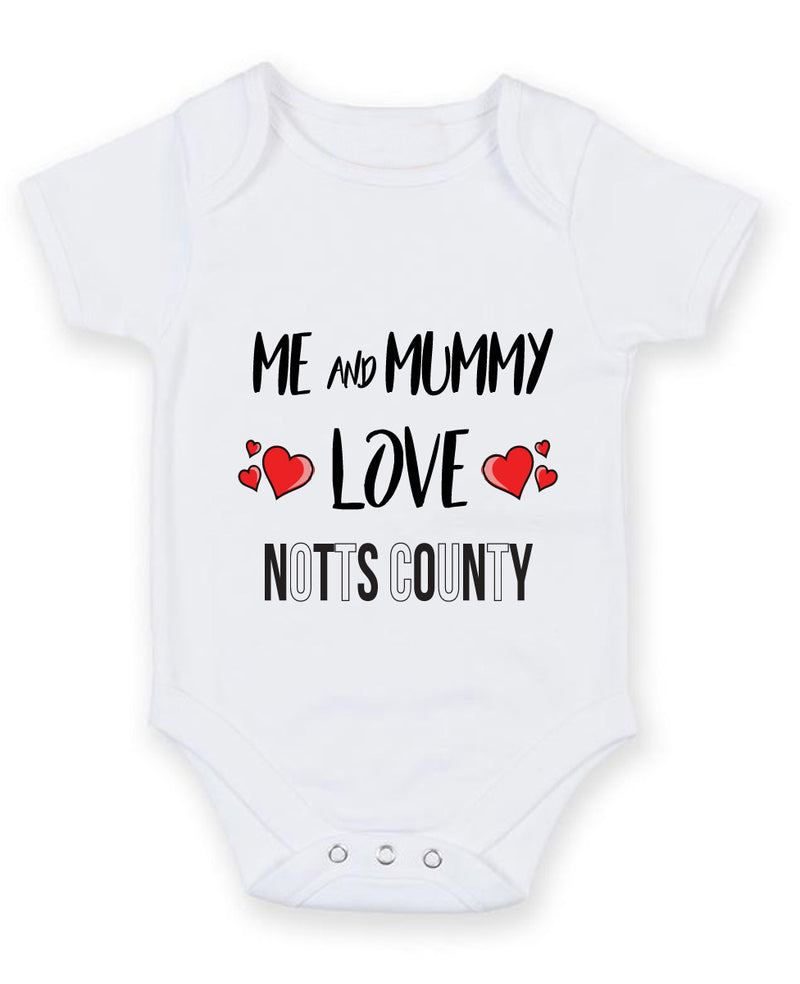 Me and Mummy love NOTTS COUNTY Personalised FOOTBALL TEAM Baby Grow