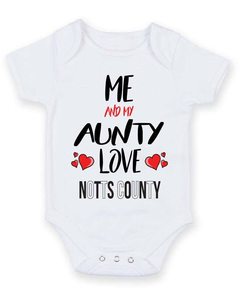 Me and My Aunty Love NOTTS COUNTY Personalised FOOTBALL TEAM Baby Grow – Me and My Aunty Love Notts County Personalised Football Team Baby Grow