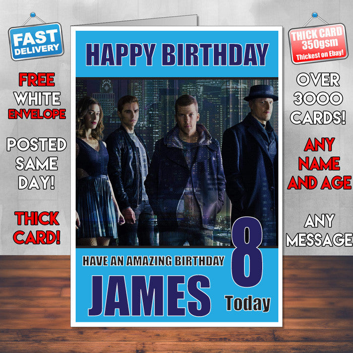 NOW YOU SEE ME 2 HORSEMEN BM1 THEME INSPIRED Style PERSONALISED Kids Adult FUNNY Birthday Card