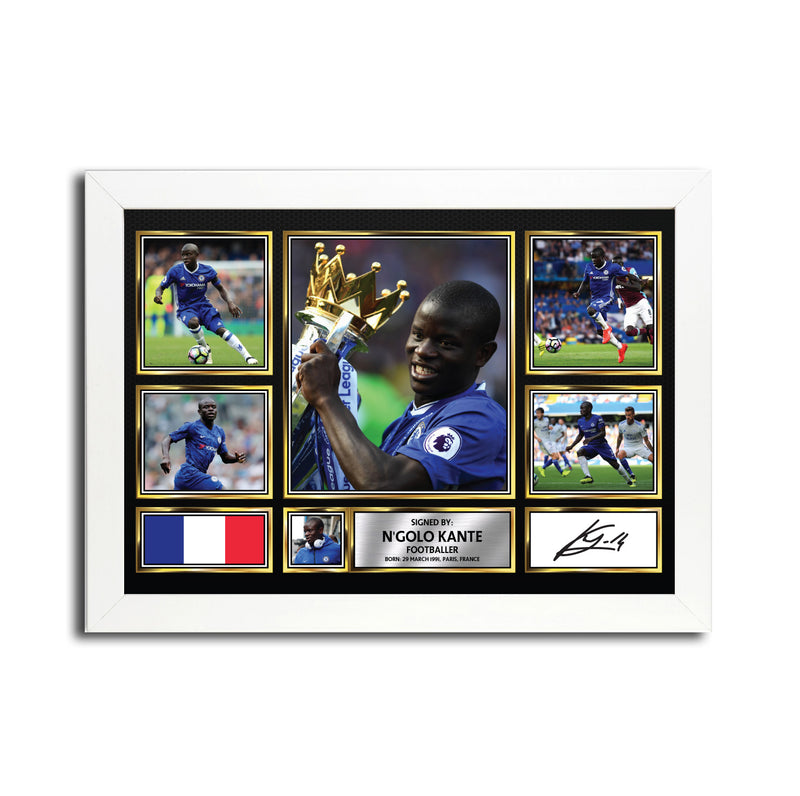 N'GOLO KANTE MC1649 - Black Frame Autographed Football Poster