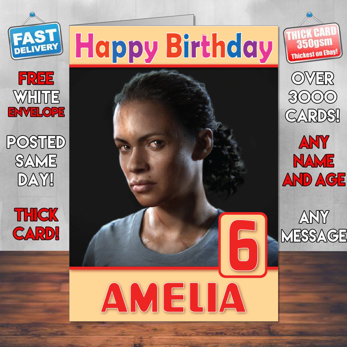 Personalised Nadine Ross Uncharted The Lost Legacy Inspired Style Game Kids Inspired Birthday Card (SA)