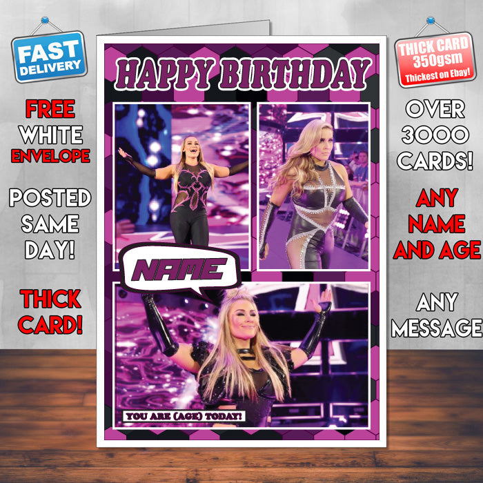 Natalya Neidhart KE Inspired Style Personalised Wrestling WWE Birthday Card