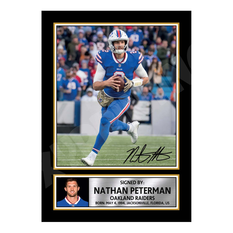 Nathan Peterman 1 Limited Edition Football Signed Print - American Footballer
