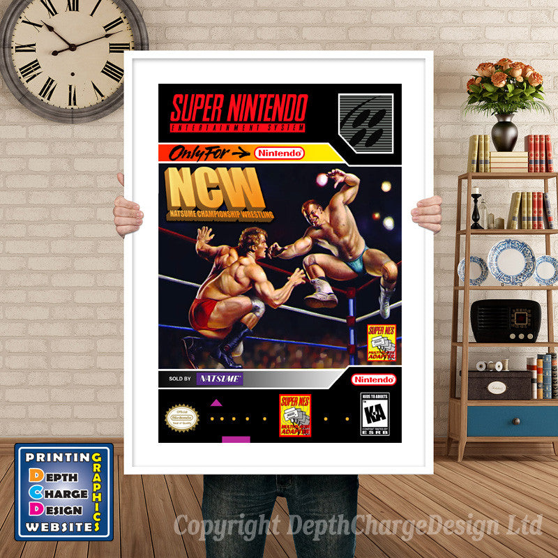 Natsume Championship Wrestling Super Nintendo GAME INSPIRED THEME Retro Gaming Poster A4 A3 A2 Or A1