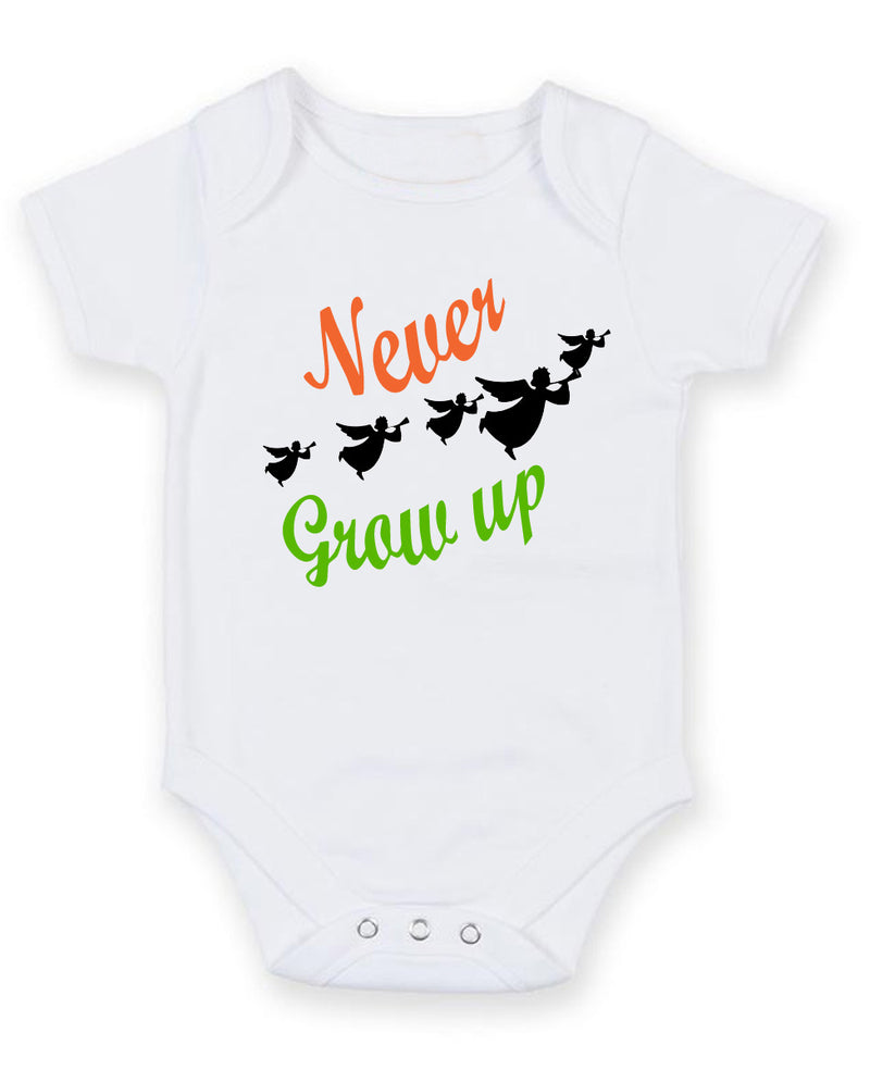 Never Grow Up Personalised Baby Boy Girl Unisex Short Sleeve Bodysuit