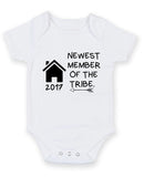 Newest Member Of The Tribe Personalised Baby Boy Girl Unisex Short Sleeve Bodysuit