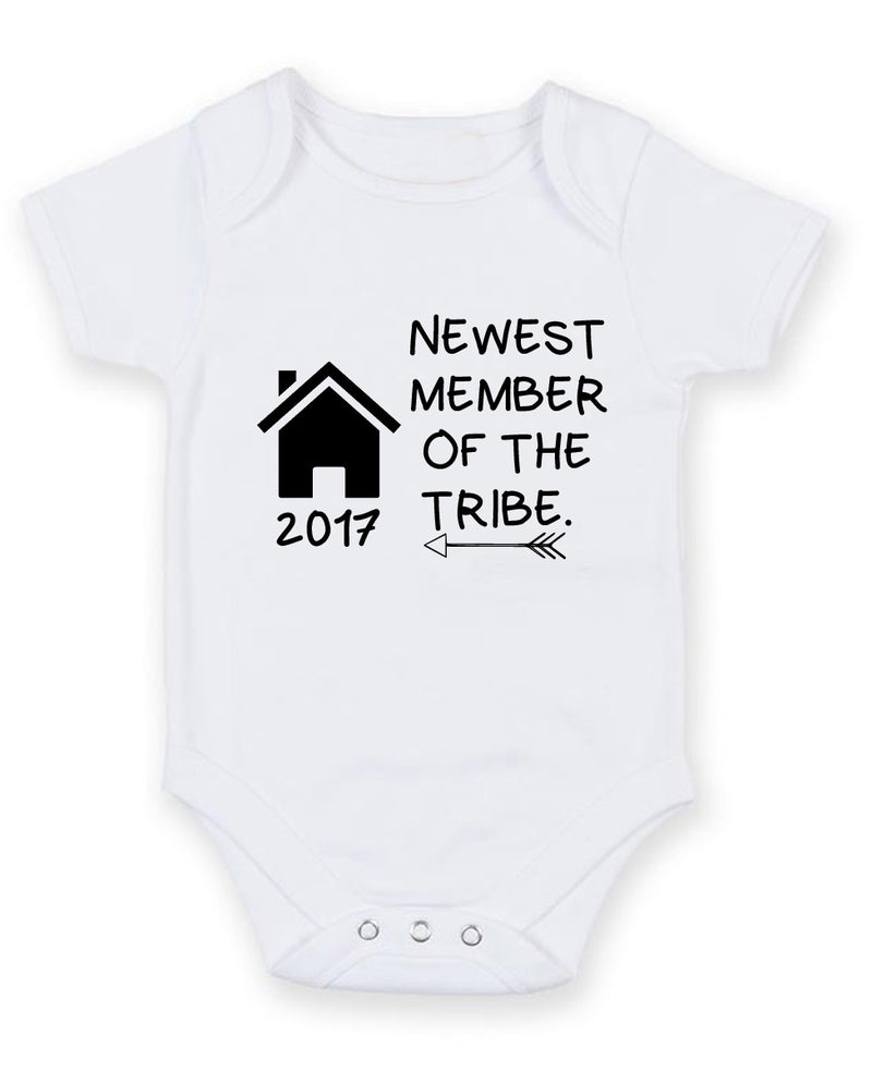 Newest Member Of The Tribe Personalised Baby Boy Girl Unisex Short Sleeve Bodysuit