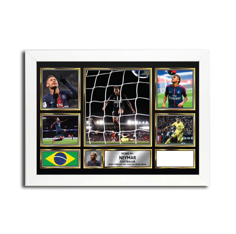 Neymar MC1648 - Black Frame Autographed Football Poster