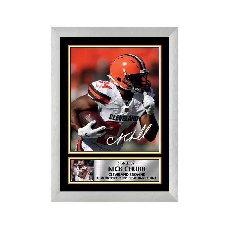 Nick Chubb Limited Edition Football Signed Print - American Footballer