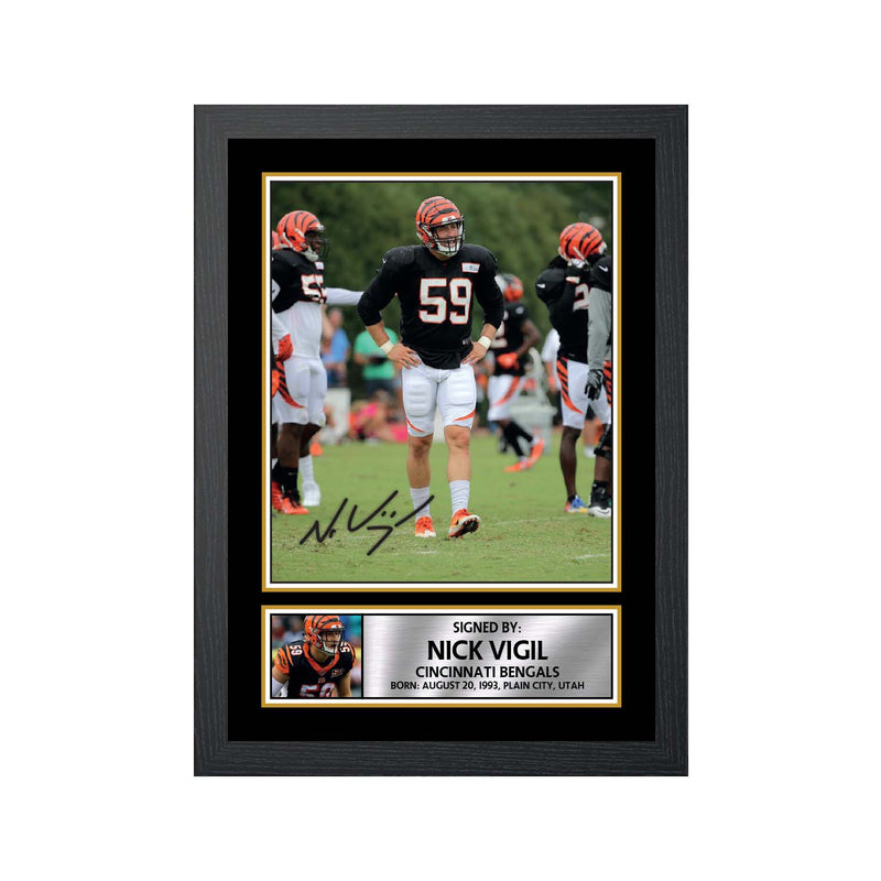 Nick Vigil Limited Edition Football Signed Print - American Footballer