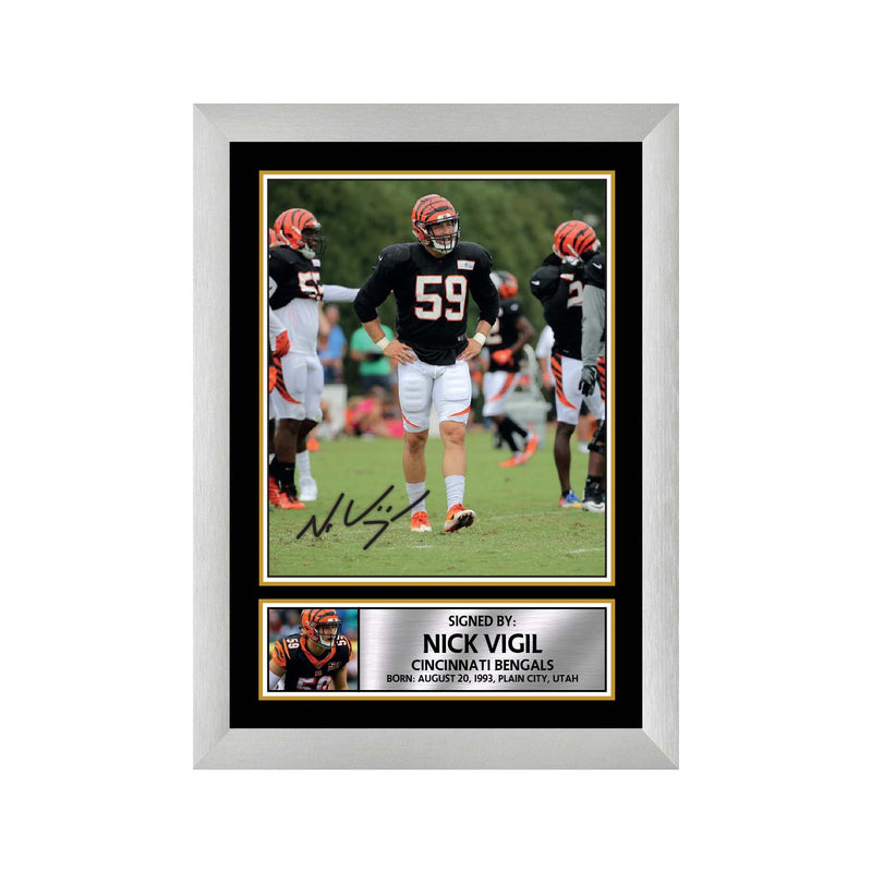Nick Vigil Limited Edition Football Signed Print - American Footballer
