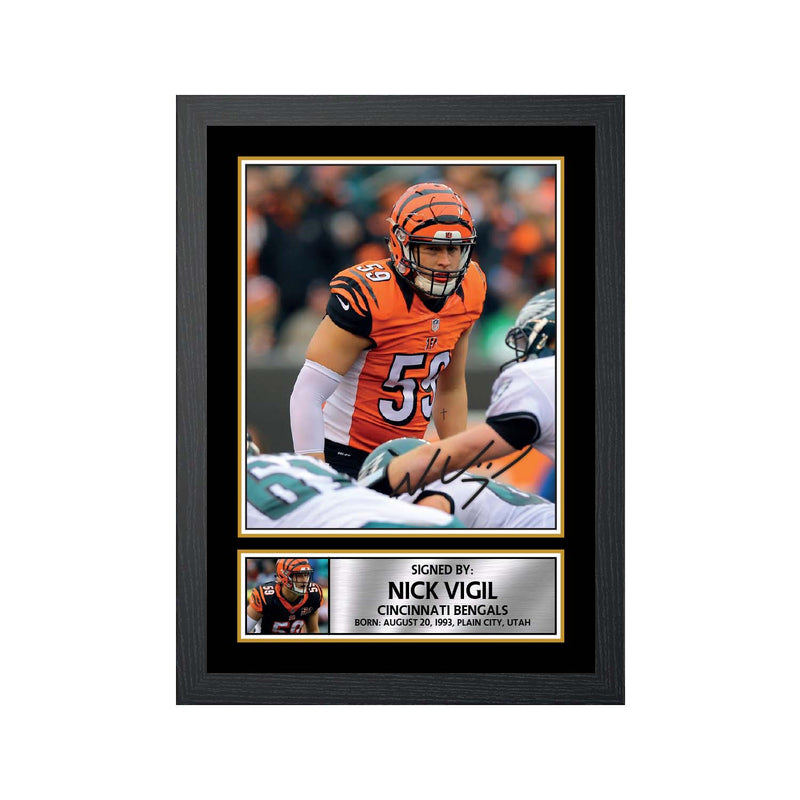 Nick Vigil 2 Limited Edition Football Signed Print - American Footballer