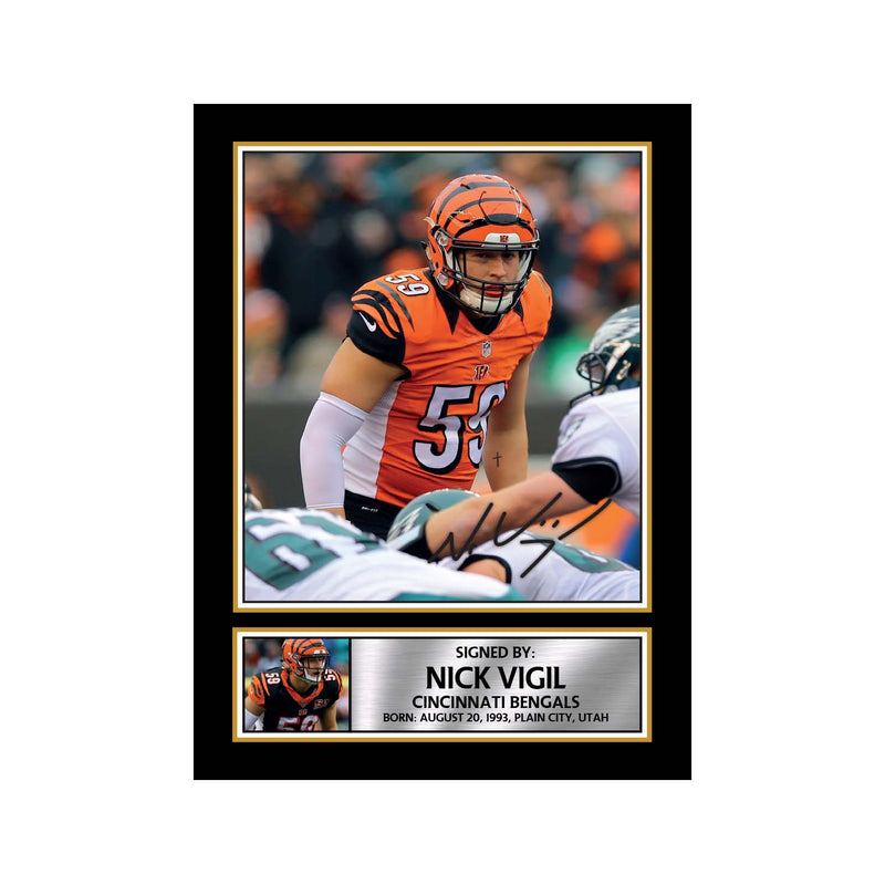 Nick Vigil 2 Limited Edition Football Signed Print - American Footballer