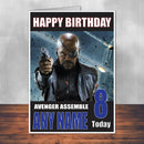 Nick Fury 1 THEME INSPIRED Style PERSONALISED Kids Adult FUNNY Birthday Card