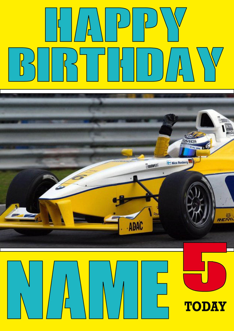 Personalised Nico Rosberg F1 THEME INSPIRED PERSONALISED Kids Adult Birthday Card 2