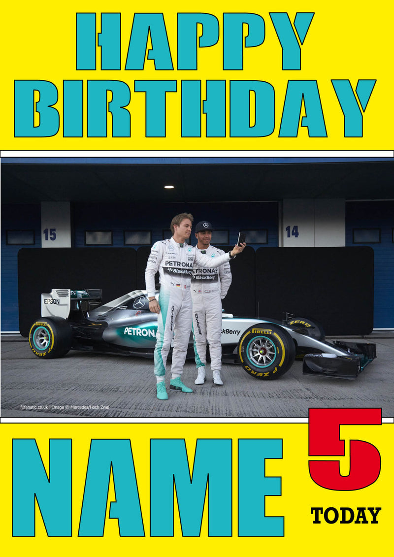 Personalised Nico Rosberg F1 THEME INSPIRED PERSONALISED Kids Adult Birthday Card 4