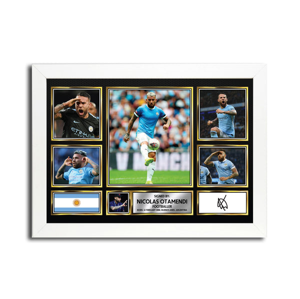 Nicolas Otamendi MC1650 – Black Frame Printed Signature Football Poster