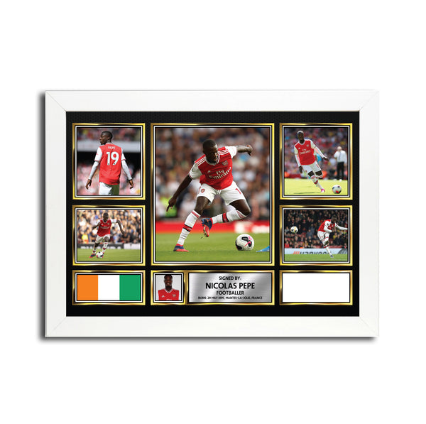 Nicolas Pépé MC1697 – Black Frame Printed Signature Football Poster