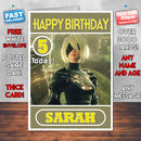 Personalised Nier Automata Inspired Style Game Kids Inspired Birthday Card (SA)