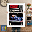 Nigel Mansell's World Championship Racing Super Nintendo GAME INSPIRED THEME Retro Gaming Poster A4 A3 A2 Or A1