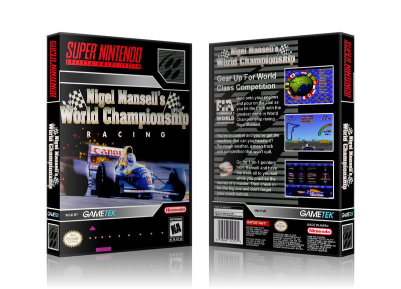 Nigel Mansell's World Championship Racing Replacement SNES REPLACEMENT Game Case Or Cover
