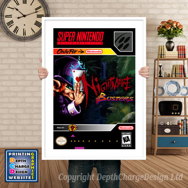 Nightmare Busters Super Nintendo Game Inspired Theme Retro Gaming Poster