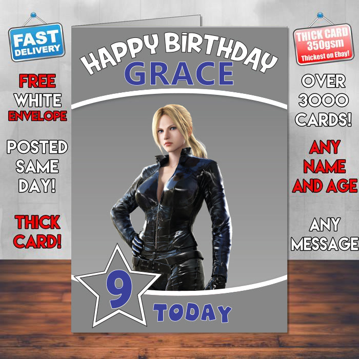 Nina Williams Tekken Inspired Style Game Kids Inspired Birthday Card (SA)
