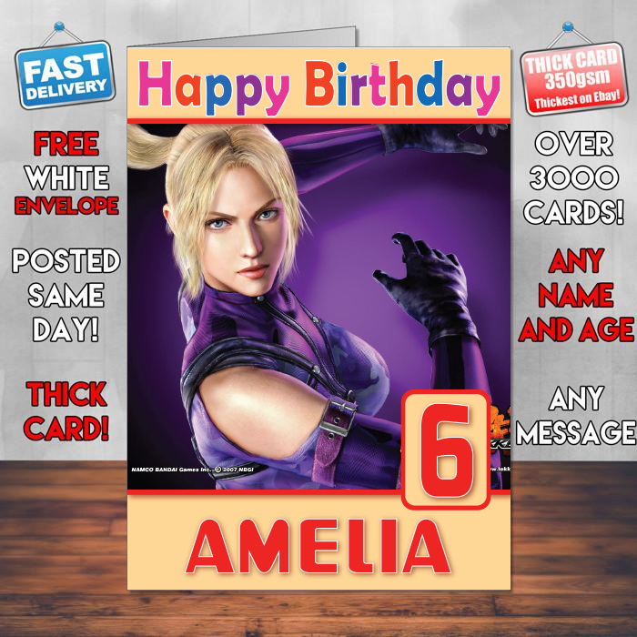 Personalised Nina Tekken 6 Inspired Style Game Kids Inspired Birthday Card (SA)