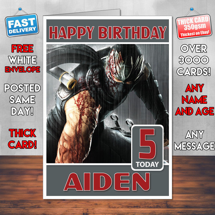 Personalised Ninja Gaiden Inspired Style Game Kids Inspired Birthday Card (SA)