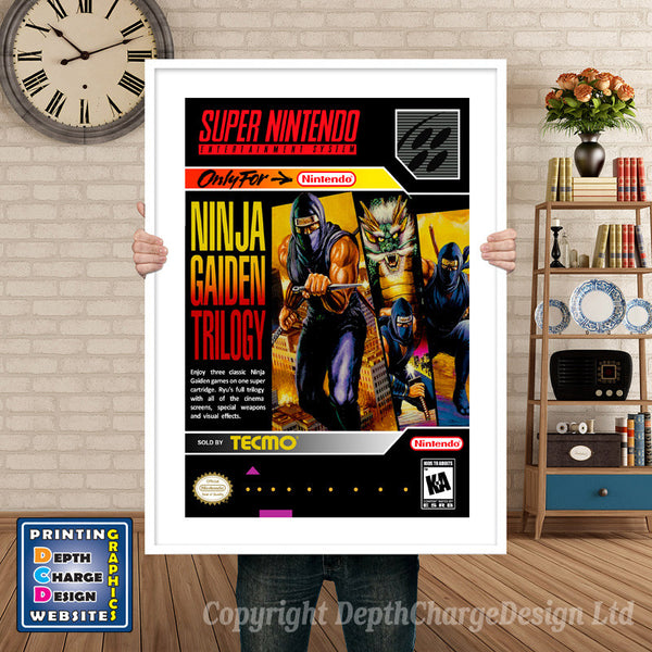 Ninja Gaiden Trilogy Super Nintendo Game Inspired Theme Retro Gaming Poster