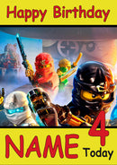Ninja Lego 2 THEME INSPIRED Kids Adult Personalised Birthday Card Birthday Card