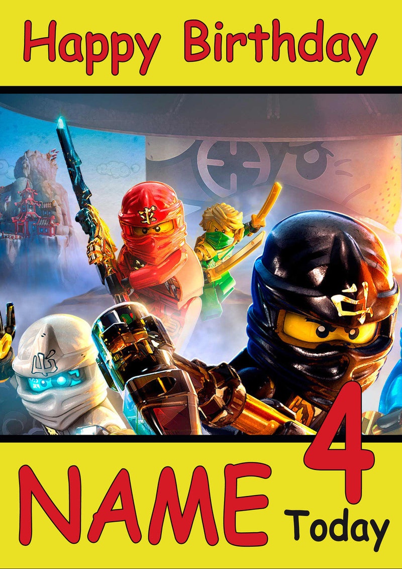 Ninja Lego 2 THEME INSPIRED Kids Adult Personalised Birthday Card Birthday Card