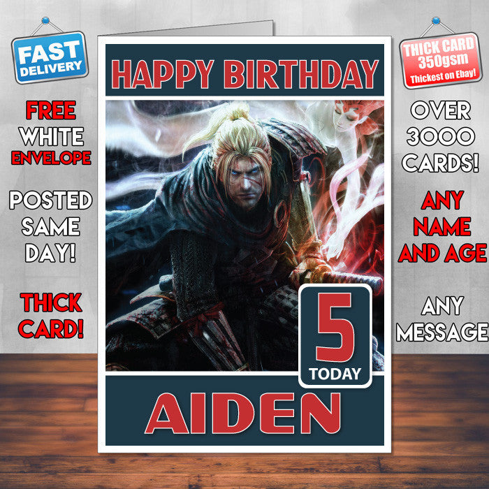 Personalised Nioh Inspired Style Game Kids Inspired Birthday Card (SA)