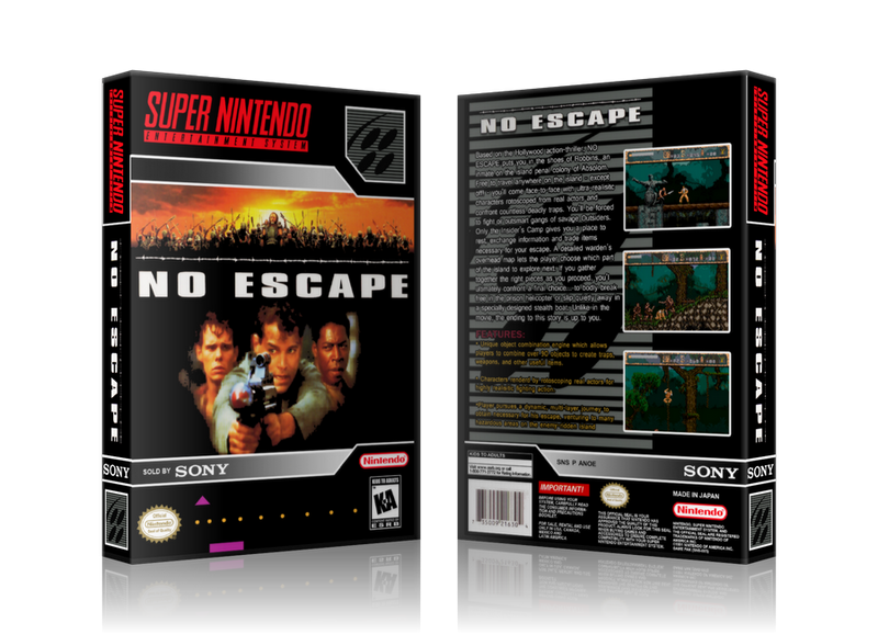 No Escape Replacement SNES REPLACEMENT Game Case Or Cover