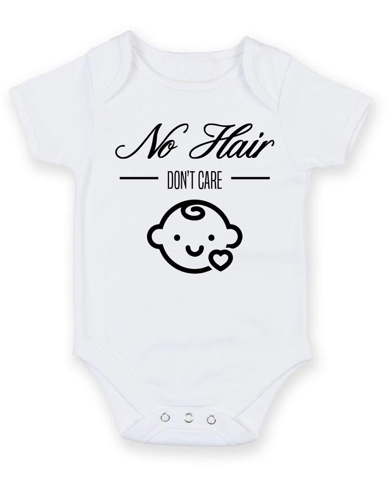 No Hair Dont Care Personalised Baby Boy Girl Unisex Short Sleeve Bodysuit